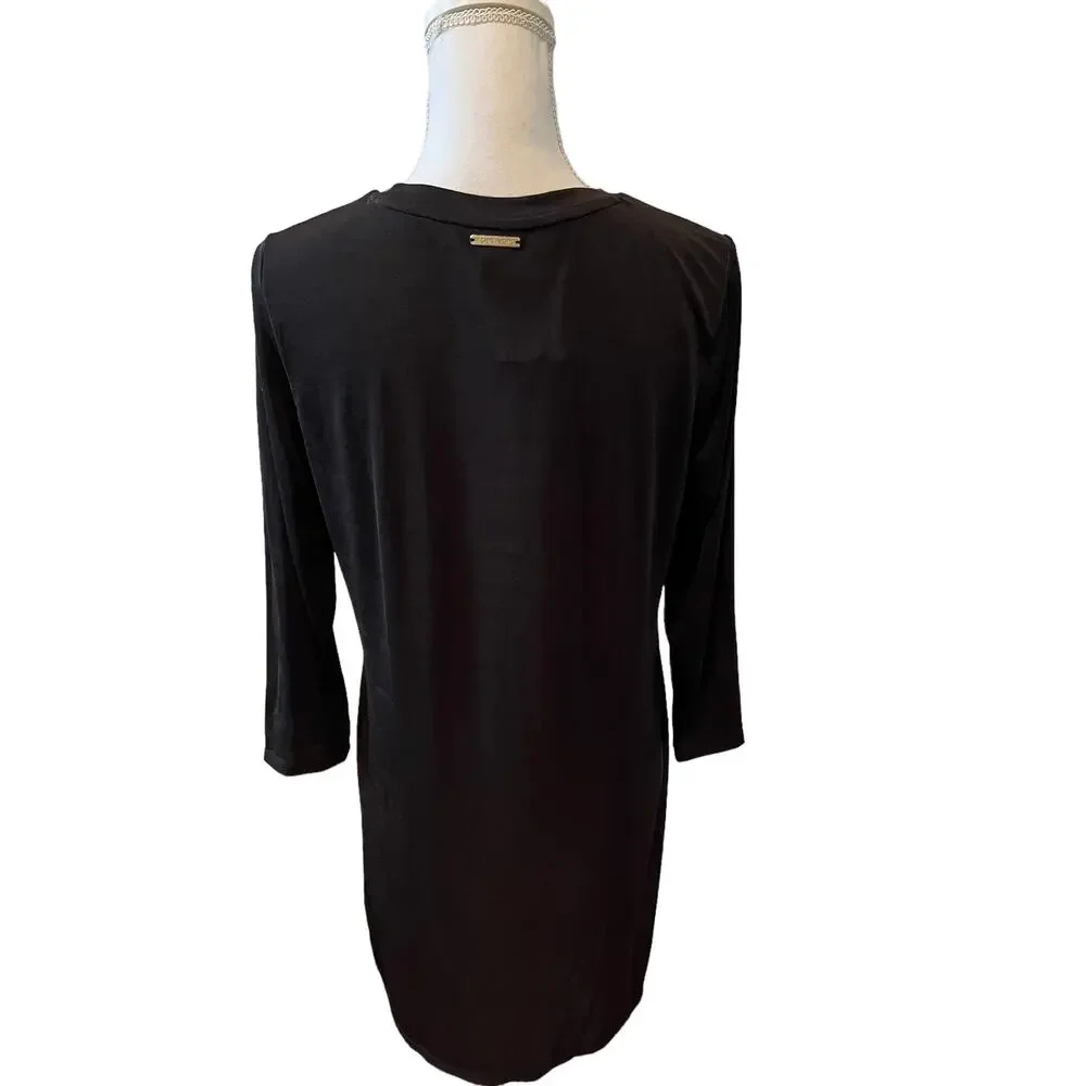 Michael Kors Long Sleeve Dress Gold Studded Neckline Detail M